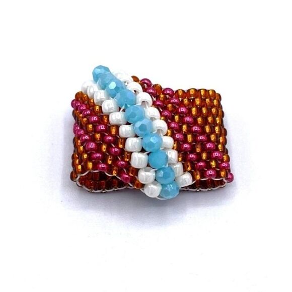 Bronze with White and Sky Blue Crystal Cellini Spiral Statement Ring Size 6 - Picture 2 of 6